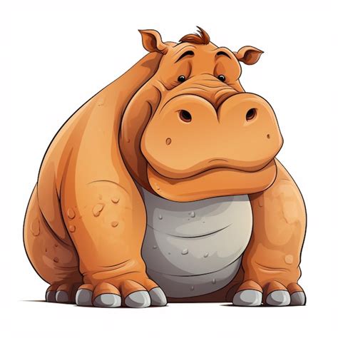 Premium AI Image Cartoon Hippo With A Sad Look Sitting Down Generative Ai