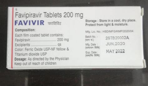 Favipiravir Mg Favivir Tablet Packaging Size X At Rs