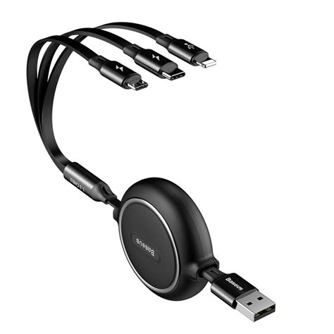 Baseus Golden Loop 3 In 1 Usb Charge And Sync Cable 12m 35a Black