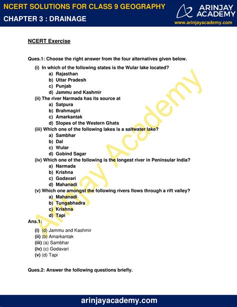 NCERT Solutions For Class 9 Geography Chapter 3 Arinjay Academy