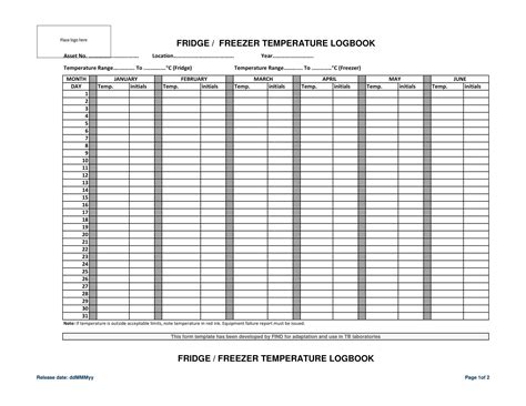 Free Printable Temperature Log Templates Excel Word PDF