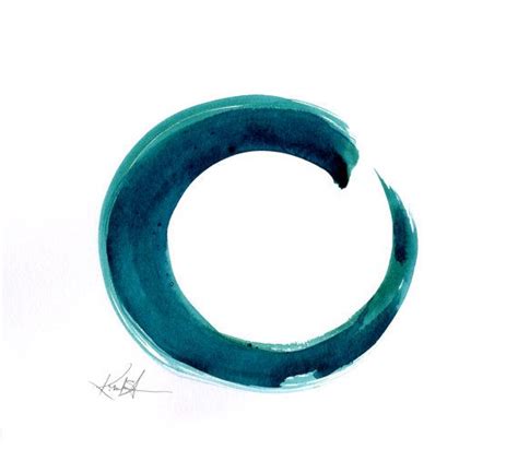 Enso Painting Abstract Zen Circle Art Teal Aquablue Color