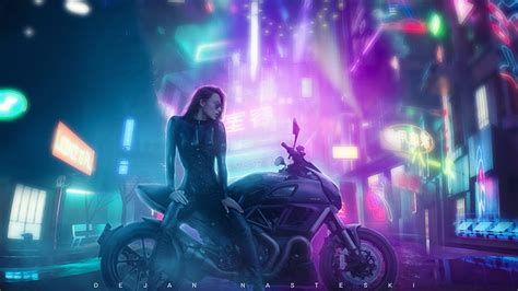 Hd Wallpaper Sci Fi Cyberpunk Cyborg Neon Pistol Woman Wallpaper Flare