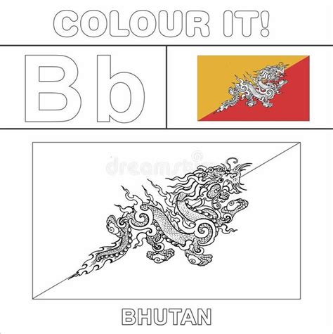 Coloring Page Bhutan Flag