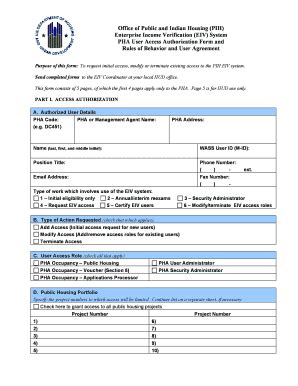 Fillable Online Nls Pha Eiv User Access Authorization Form Dec Doc