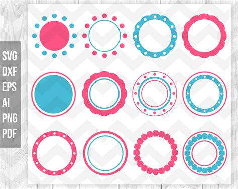 Circle Monogram Frame SVG Monogram Frame Cut Files Circular - Etsy