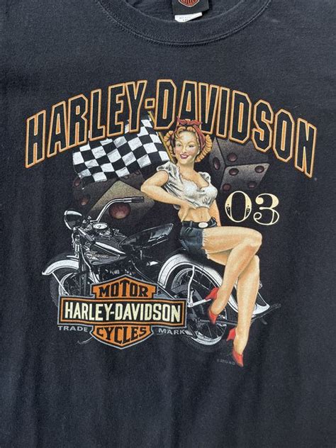 Vintage Vintage Harley Davidson Pin Up Girl Tee Grailed