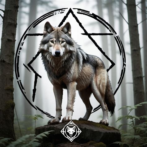 Wolf In The Wild With Therian Symbol