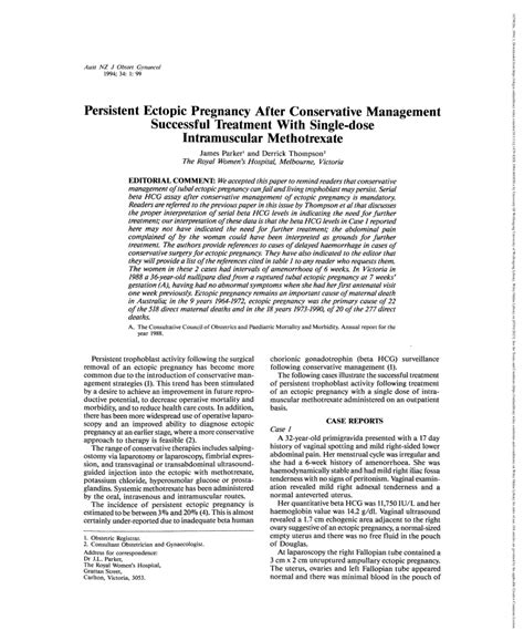 Pdf Persistent Ectopic Pregnancy After Conservative Management