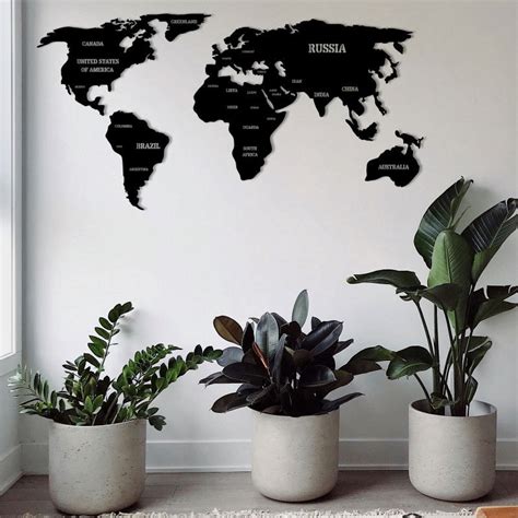 Mapa Mundi Decoração Parede - Decoração para parede de mapa-múndi com nome de países fabricado em ...