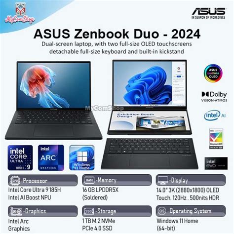 Jual Asus Zenbook Duo Ux8406 Ultra 9 185h 16gb 1tb Ssd Intel Arc 14