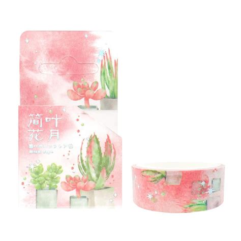 Fita Decorativa Washi Tape Suculentas Rosa Fancy Goods