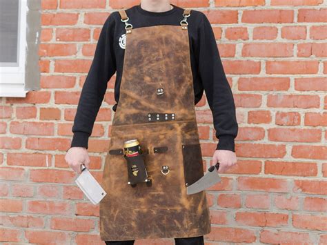 Personalized Bbq Leather Apron Full Grain Leather Etsy