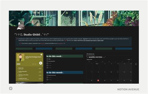 Stunning Anime Studio Ghibli Notion Templates Resources