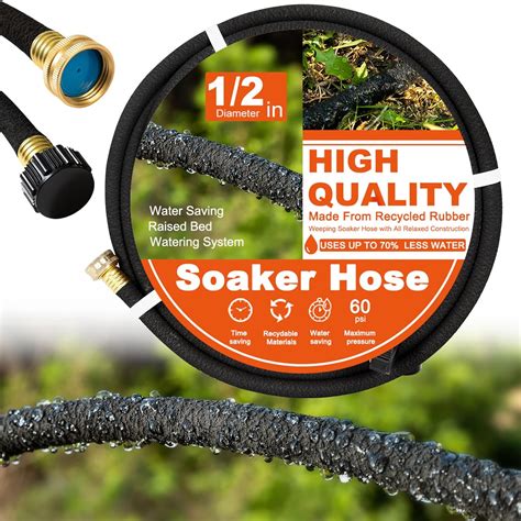 Soaker Hose 100 FT For Garden Beds 1 2 Inch Round Soaker Hose With