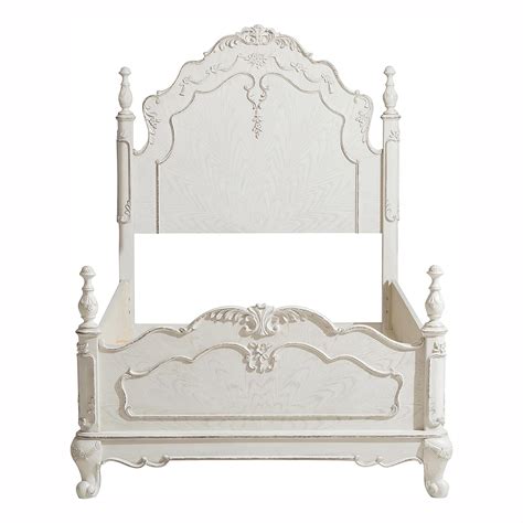 Homelegance Cinderella Bed Antique White With Gray Rub Through