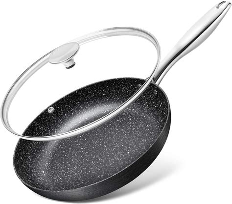 Michelangelo 10 Inch Frying Pan With Lid Hard Anodized Frying Pan Nonstick Granite