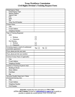 Fillable Online Twc State Tx TWC Civil Rights Divisions Training