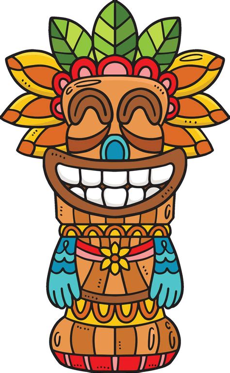 Tiki Totem Pole Cartoon Colored Clipart 27584288 Vector Art At Vecteezy