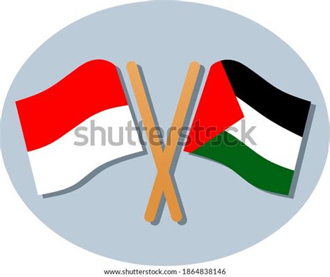 Indonesian Palestinian Flags Vector Illustration Indonesian Stock