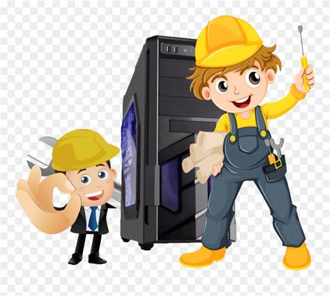 Cartoon File Maintenance Characters Computer Repair Cartoon Psd