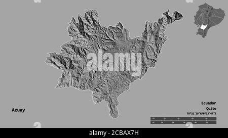 Azuay provincia de Ecuador Mapa de elevación en dos niveles con lagos