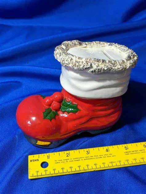 Mid Century Modern Vtg Ceramic Santa Claus Boot Bank Retro Gold Edge Rare £2392 Picclick Uk