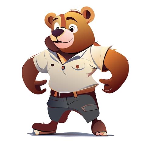 El Lindo Oso De Dibujos Animados Vector Premium