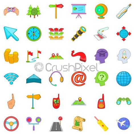 Pathway Icons Set Cartoon Style Stock Vector Crushpixel