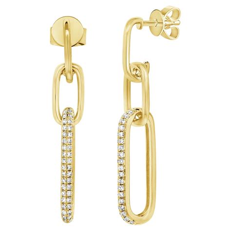 K Yellow Gold Diamond Link Dangle Earrings For Her For Sale At Stdibs