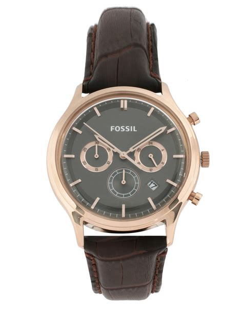 Fossil Heritage Leather Strap Watch In Brown For Men Lyst