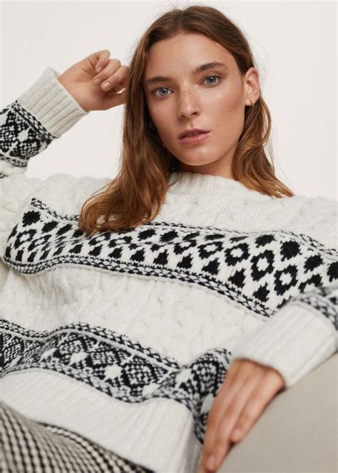 Jacquard Knitted Sweater Women Mango United Kingdom Moda De