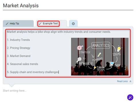 Add “help Tips” And “examples” To Your Custom Business Plan Template Help Center Upmetrics