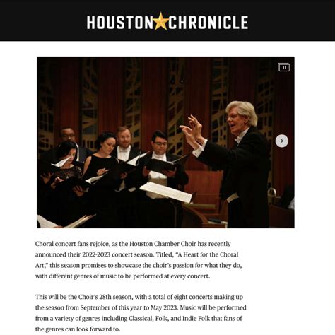 Grammy® Award Winning Houston Chamber Choir Announces ‘a Heart For The