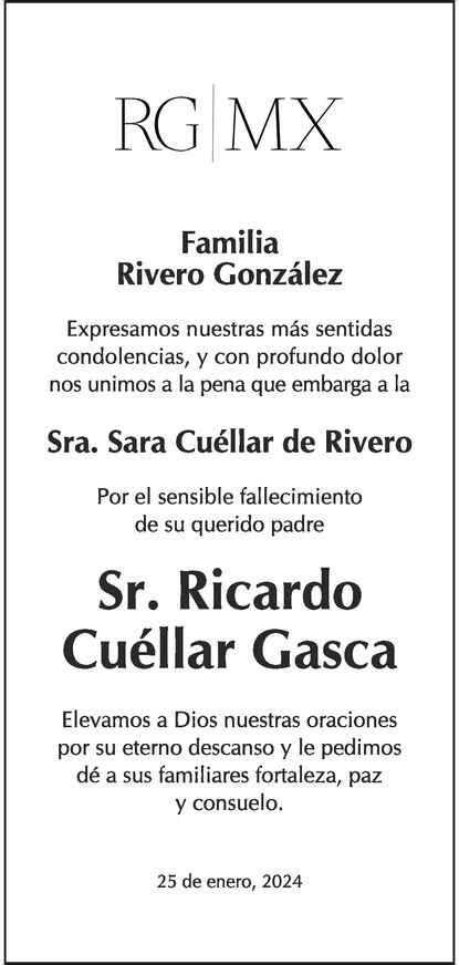 Se Or Ricardo Cu Llar Gasca Obituario Esquela