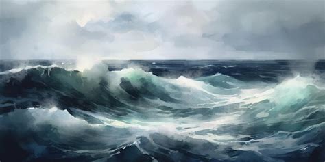 Premium AI Image | Stormy Ocean Waves A Painting of Dramatic Waves in a ...