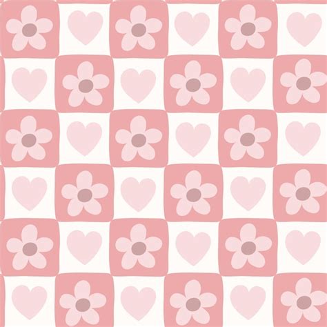 Premium Vector Romantic Checkered Seamless Pattern With Flower And