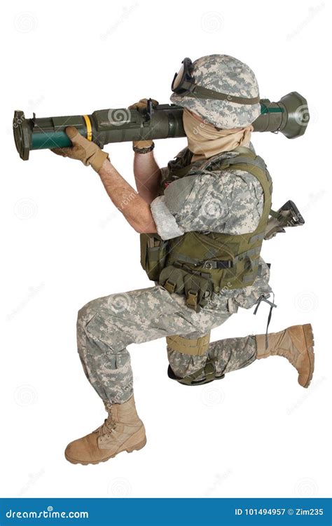 Us Army Soldier With At4 Rocket Launcher Stock Image Image Of Bazooka