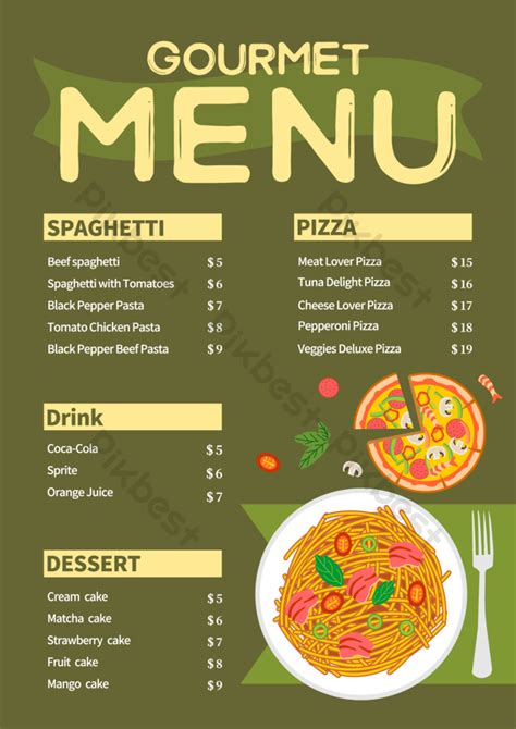 Clipart Style Western Food Menu Ai Free Download Pikbest