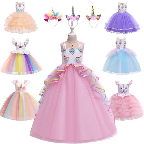 Vestido de princesa de unicornio de fantasía para niñas vestidos de