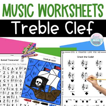 Treble Clef Worksheets - Pirate Edition by Erin's Music Room | TPT