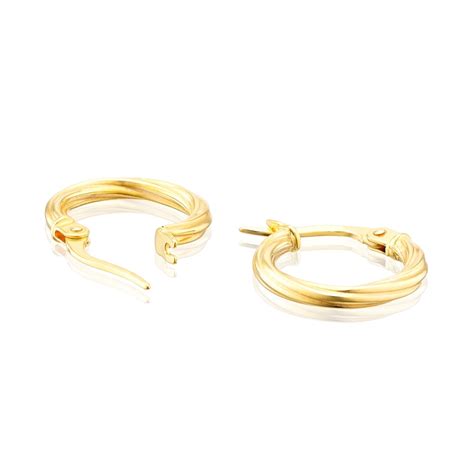 9ct Yellow Gold 10mm Twist Creole Hoop Earrings Ernest Jones