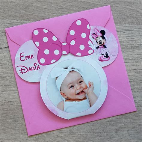 Invitatii Botez Fete Decupate Minnie Mouse Ibd Produse Botez