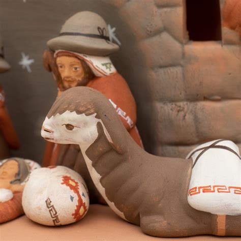 Peruvian Nativity Scene In Painted Terracotta Myriam