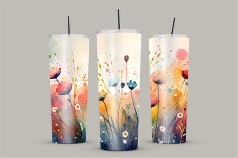 Watercolor Meadow Flowers Oz Tumbler Graphic By Xmerch Creative