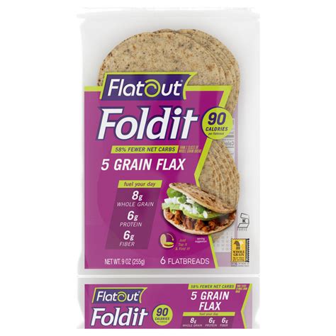 Save On Flatout Foldit Artisan Flatbreads 5 Grain Flax 6 Ct Order