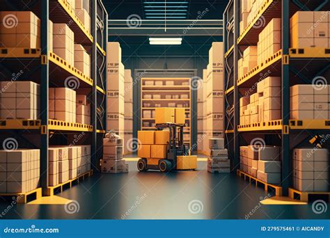 Logistics Warehouse Abstract 3D Rendering Of A Modern Logistics