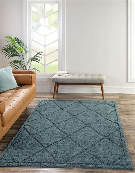 Light Blue 8 X 10 Trellis Shag Rug Esalerugs