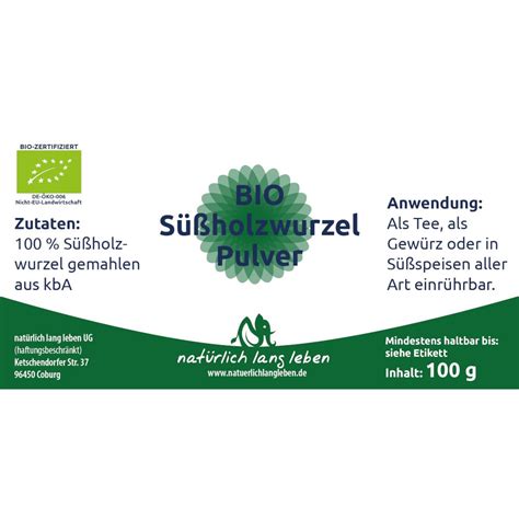 Nat Rlich Lang Leben Bio S Holzwurzel Pulver G Shop Apotheke