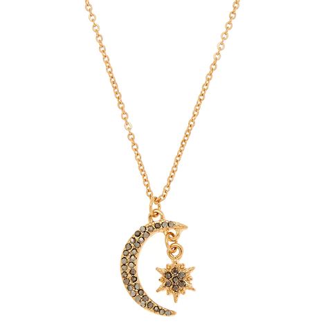 Gold Moon And Star Pendant Necklace Claires